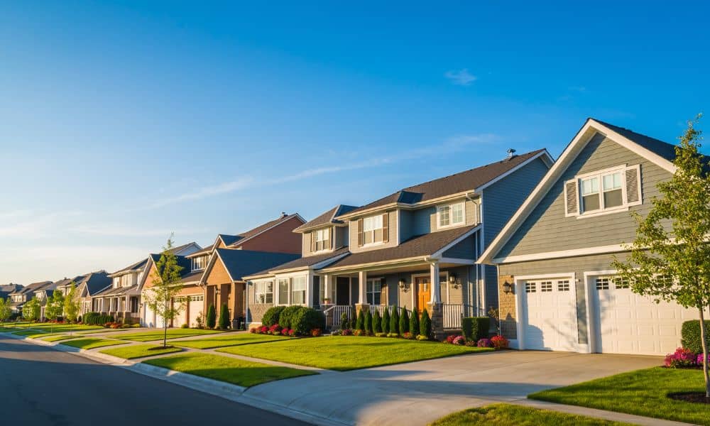 Residential street design in Waxahachie, TX showing pavement, curbs, sidewalks, and drainage features